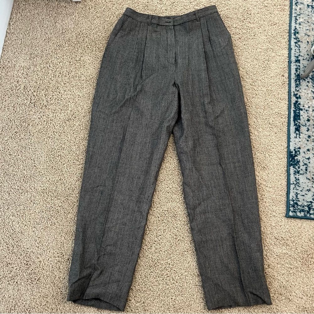 Classic High-Waist Gray Pleated Trousers